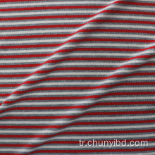 Özelleştirilmiş renk yumuşak ve esnek şerit desen ipliği boyalı 2x2 kaburga kumaşlar kazak elbisesi/giysi için